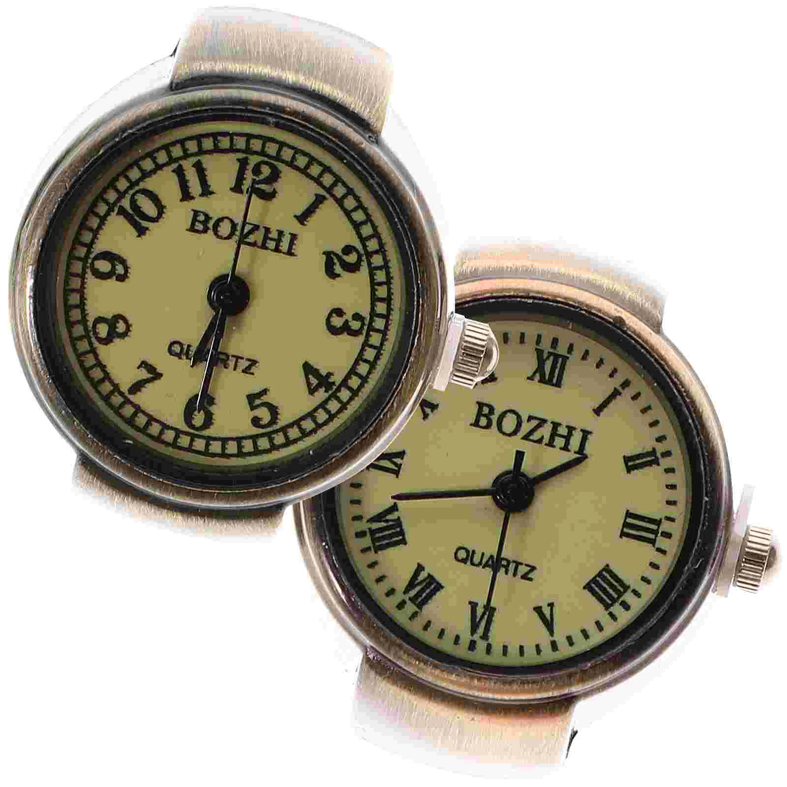 

2pcs Vintage Finger Watches Creative Watches Women Men Finger Ring Watches