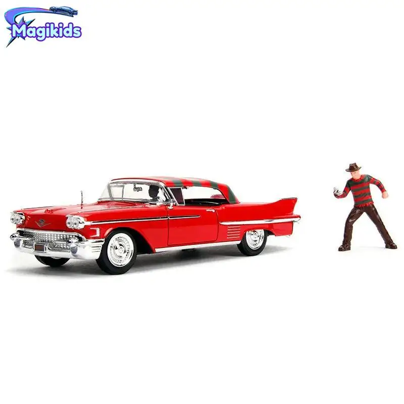 

1:24 1958 Cadillac SERIES 62 Freddy Krueger Figure Alloy Static Car Toy Model Kids Collectibles Souvenir Gifts J92