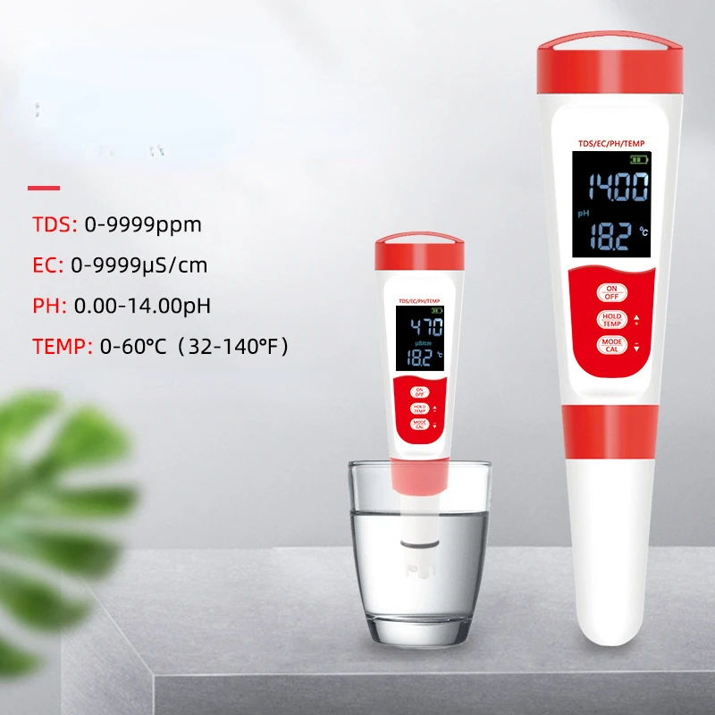 

4 in 1 Digital PH Meter PH/TDS/EC/Temperature Meter Water Quality Monitor Tester PH Meter for Pools Drinking Water Aquarium