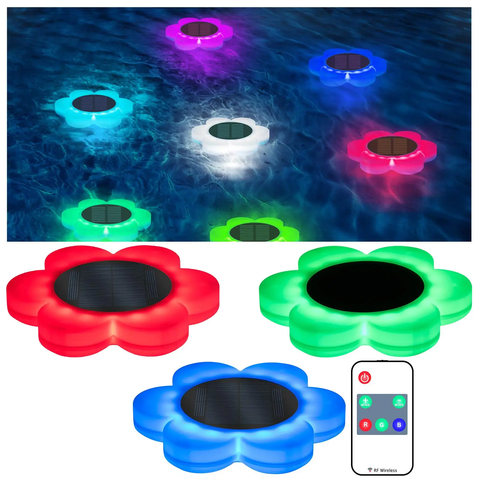 

3 Pieces Solar Floating Light Color Changing Waterproof for Lawn Beach Pond