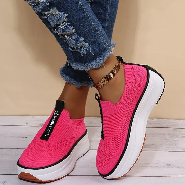 

2022 Breathable Mesh Women's Vulcanized Shoes Fashion Platform Hollow Out Female Casual Shoes Solid Flat Summer Ladies Sneakers