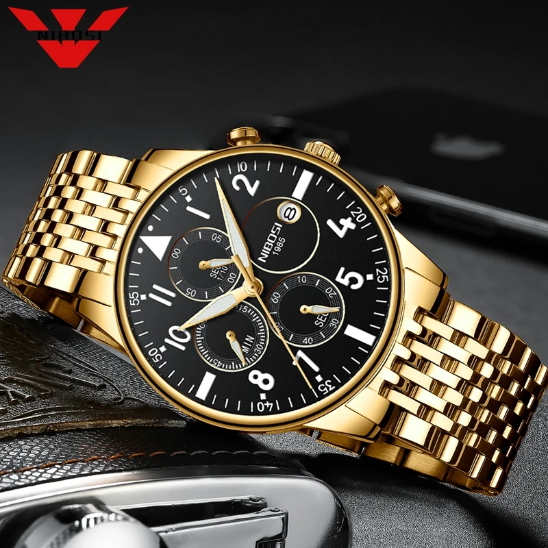 

NIBOSI Mens Watches Top Brand Luxury Luminous Display Waterproof Watch Sport Chronograph Quartz Wrist Watch Relogio Masculino