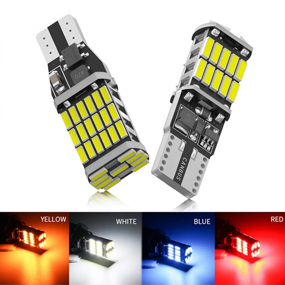 

2pcs New T15 W16W Car Led Light Canbus No Error 4014 45SMD for Car Interior Accessories Lamp Tail Reverse Lights 6000K White 12V