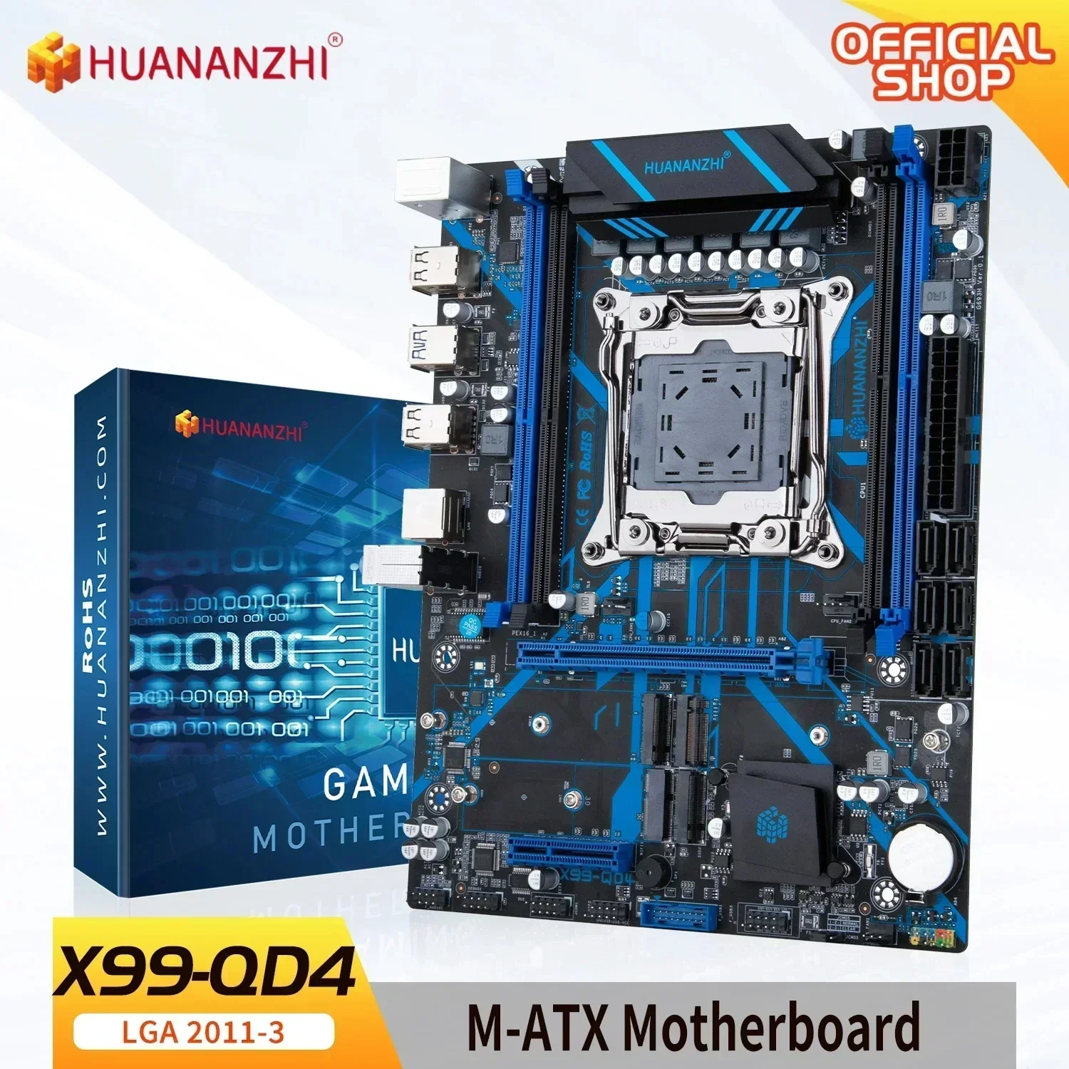 HUANANZHI X99 QD4 LGA 2011-3 XEON Материнская плата Intel E5 2640 2666 2670 2696 V3 V4 с поддержкой DDR4 RECC NON-ECC