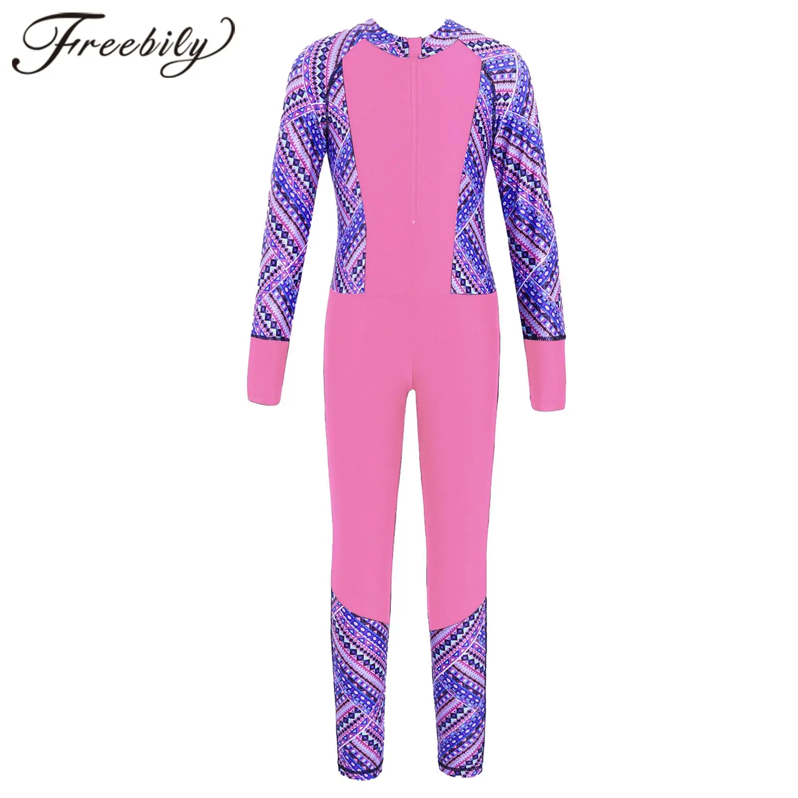 

Children Kids Girls and Boys Swimsuits Long Sleeves Front Zipper Printed Long Swimming Jumpsuit Bathing Suit Teens Swimwear