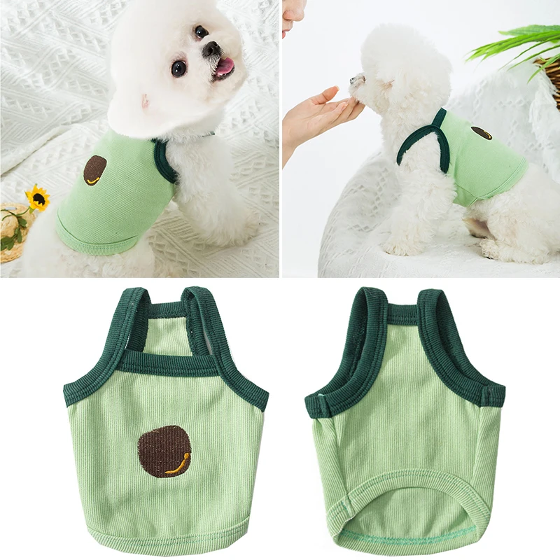 

Summer Pet Dog Vest Green Avocado Dog Clothes For Puppy Breathable Sling Vest Yorkshire Chihuahua Costume Dog Knitting T-shirt
