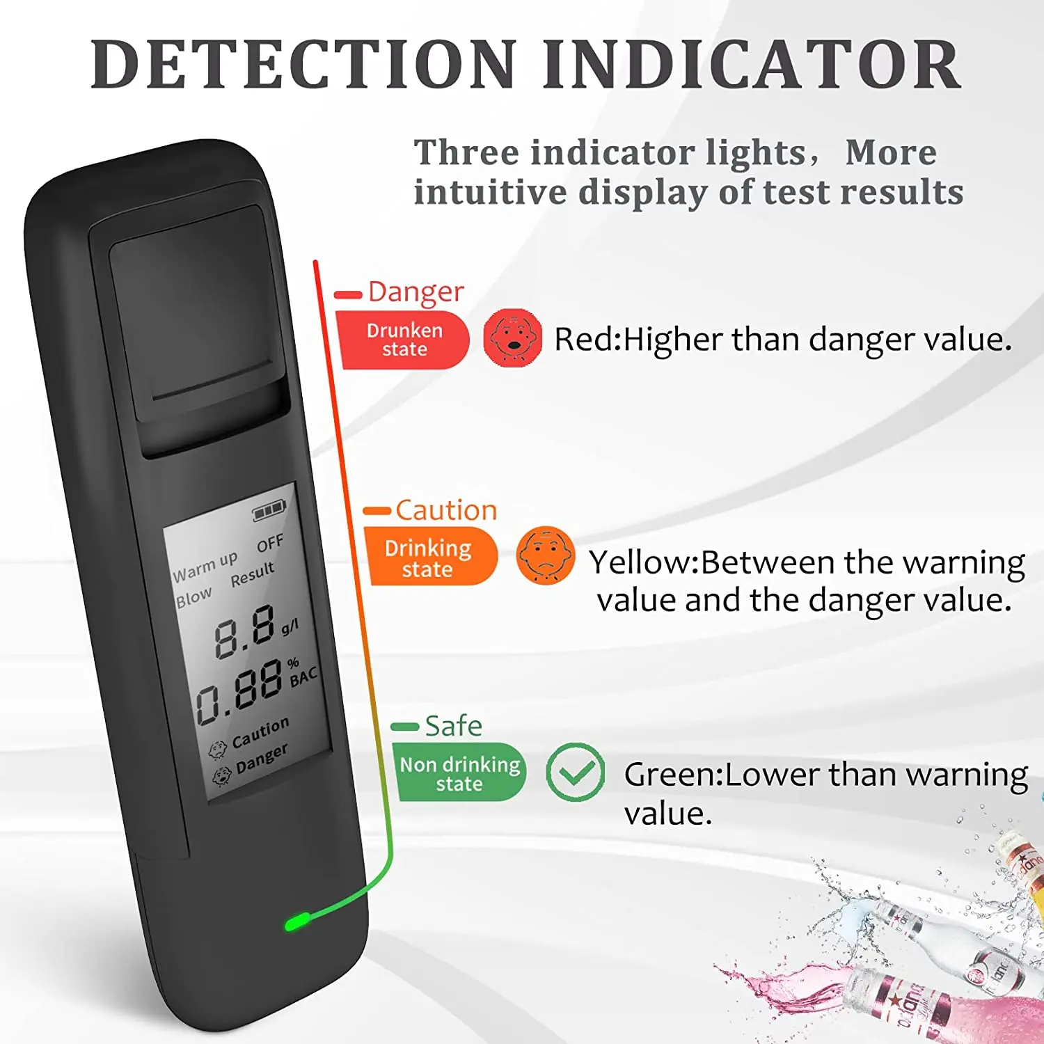 Non-Contact Portable Alcohol Tester with Digital Display Screen , USB Rechargeable BAC Tester with Police Grade High Accuracy