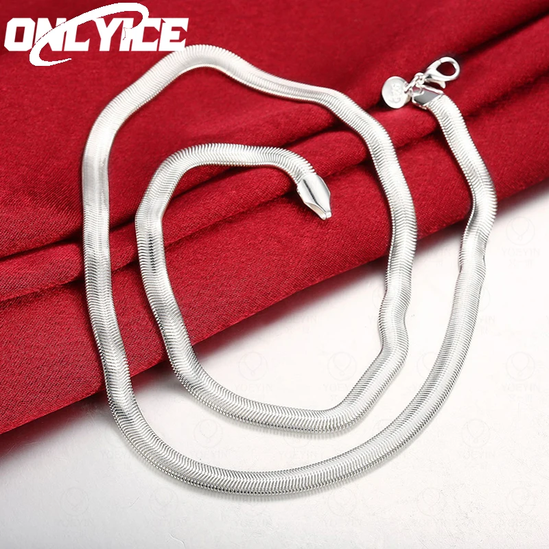 

925 Sterling Silver 16/18/20/22/24 Inches 6mm Flat Soft Snake Chain Necklace For Women Mans Fashion Jewelry Popular Accessories