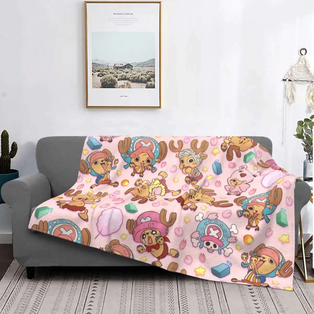 

One Piece Tony Tony Chopper Blankets Velvet Autumn Pirate Anime Multifunction Lightweight Throw Blankets Home Office Bedspreads