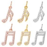 charm charms for jewelry making supplies gold color musical notes diy earring necklace copper mosaic cz zircon accessories