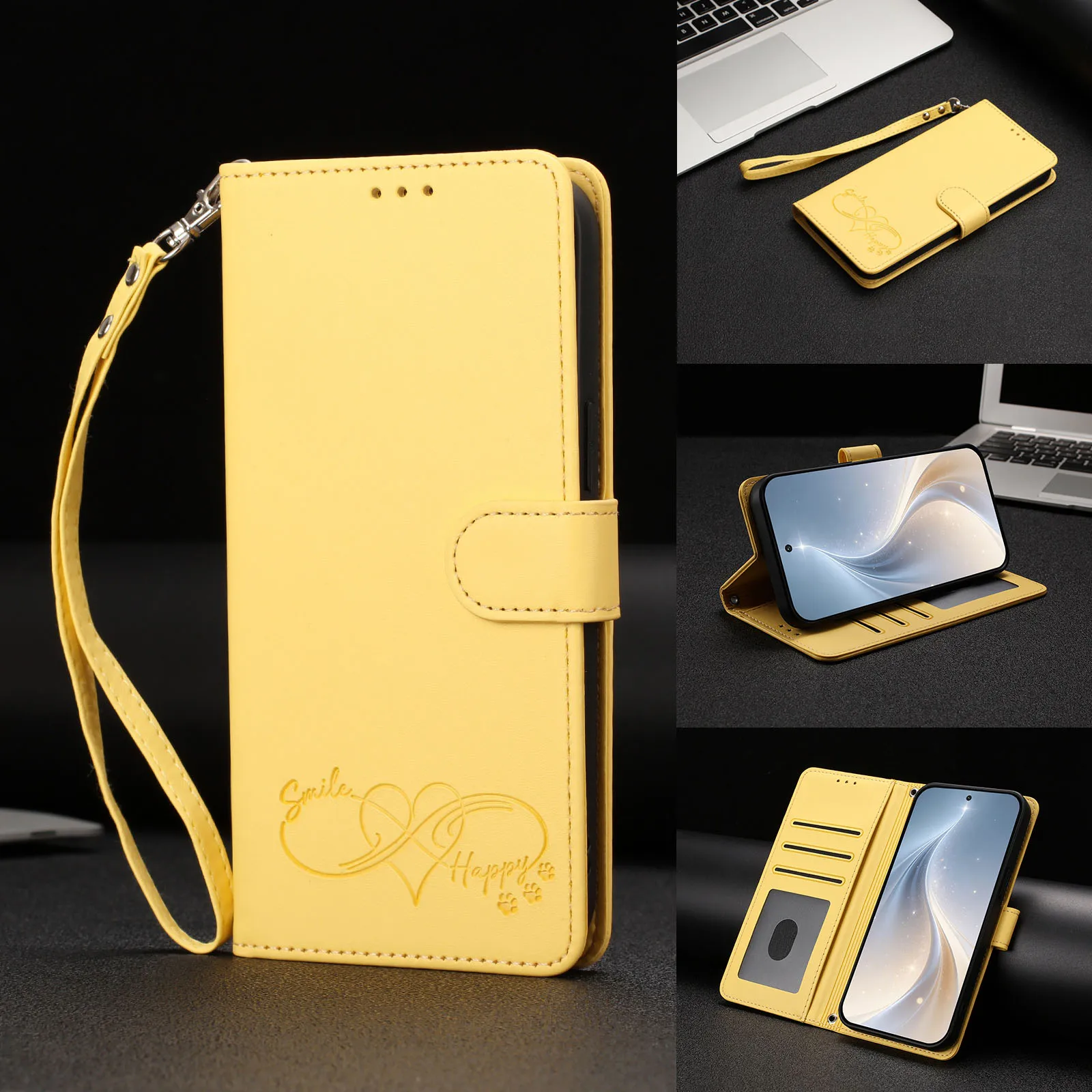 Фото Кожаный флип-чехол Smile Happy для BLU Bold N4 K50 K10 G64 G54 G95 G53 C9 View 5 Pro Speed с отделением для 3 карт и функцией кошелька №5
