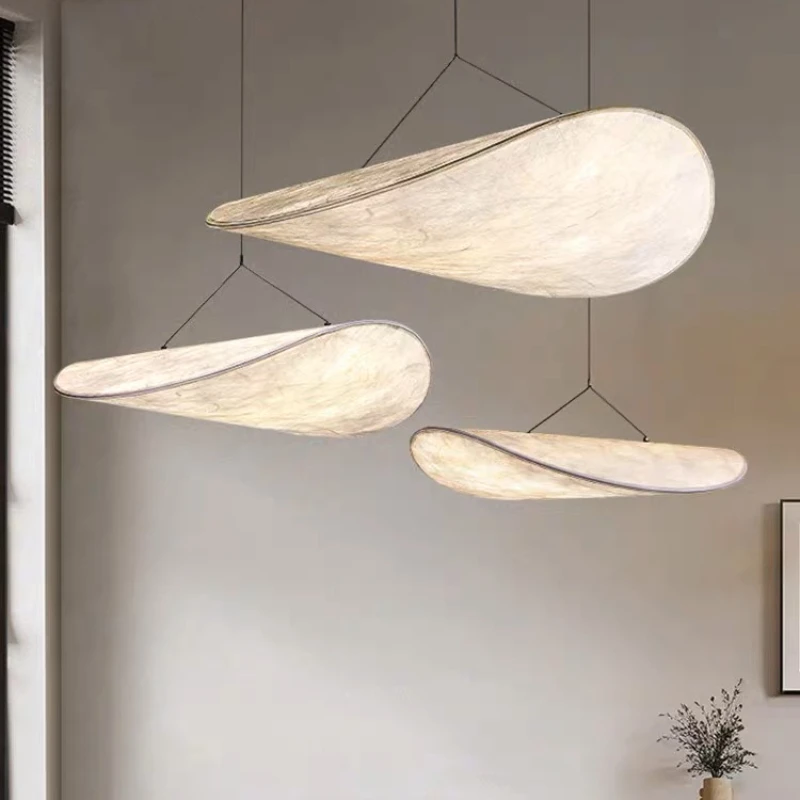 

Nordic Silk Fabric Tense Vertigo LED Pendant Light Modern Chandelier for Living Dining Room Home Decor Hanging Lamp Suspension