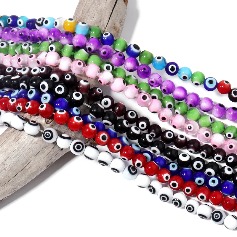 4 мм 6 мм 8 мм 10 мм стеклянные бусины круглой формы с Злой Глаз бусина для изготовления ювелирных изделий DIY Шарм браслет серьги ожерелье