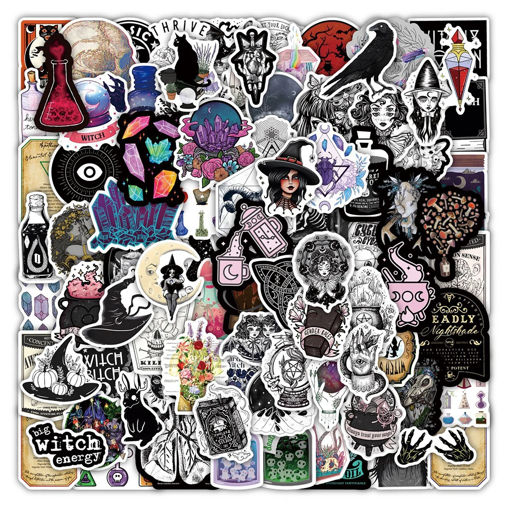 

10/30/50/100pcs Gothic Magic Witch Apothecary Stickers Laptop Luggage Skateboard Motorcycle Guitar Phone Cool Sticker Kid Toy