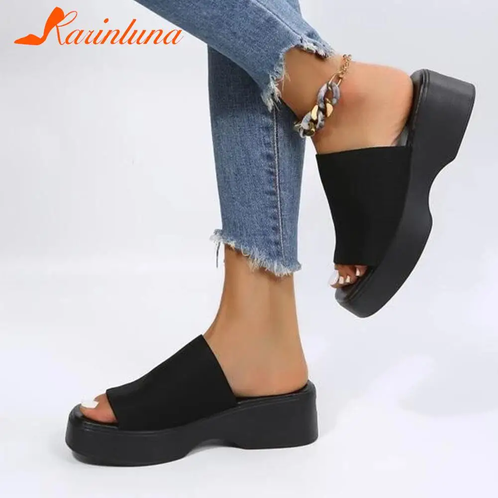 Wedge Heeled Women's Slippers 2023 European Style Comfy Walking  Beach Sandal Summer Outside Simply Lady Slippers Plus Size 43