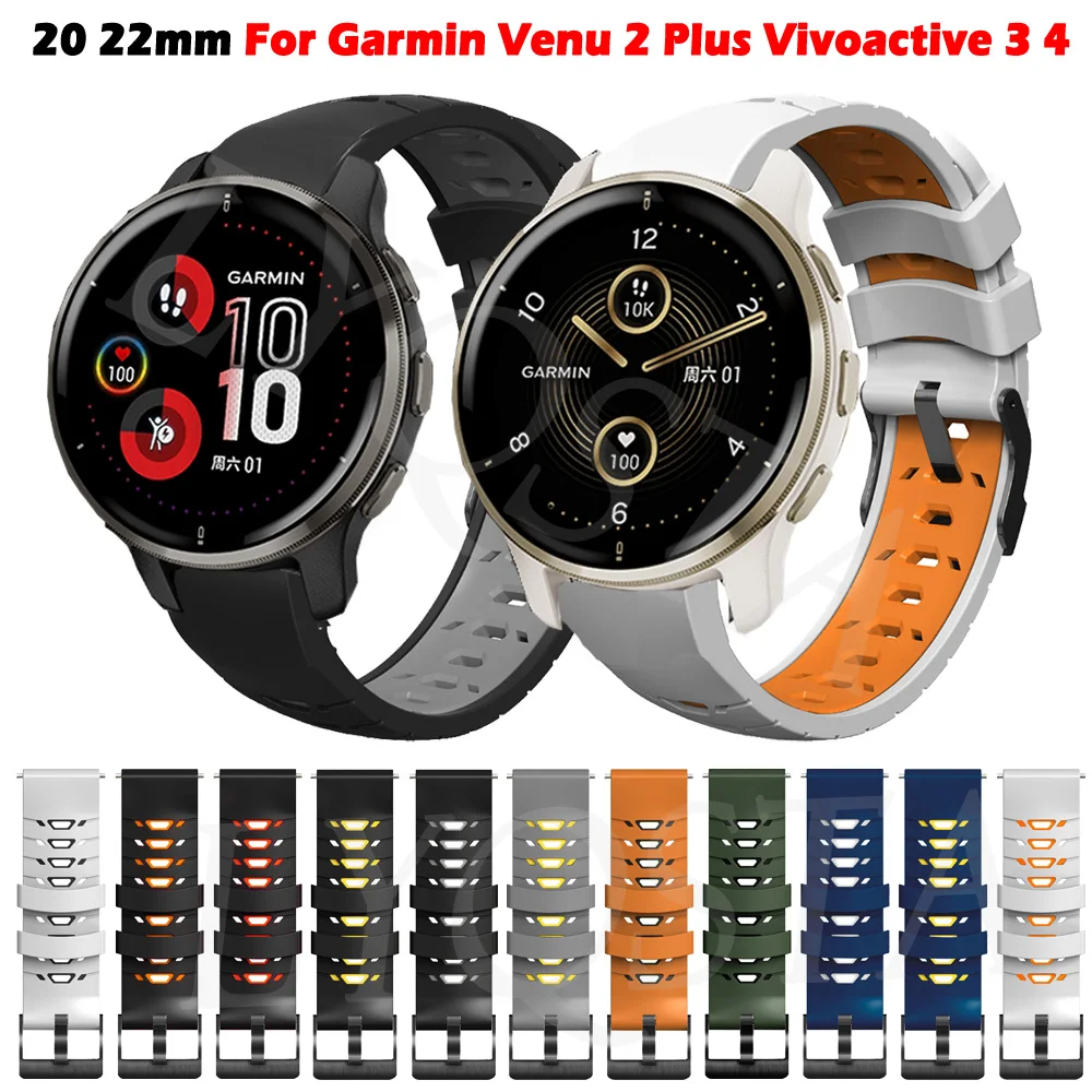 

Silicone Watch Bands 20 22mm Wristband Strap For Garmin Venu SQ 2 Plus 2Plus Vivoactive 3 4 Smartwatch Bracelet Watchband Foreru
