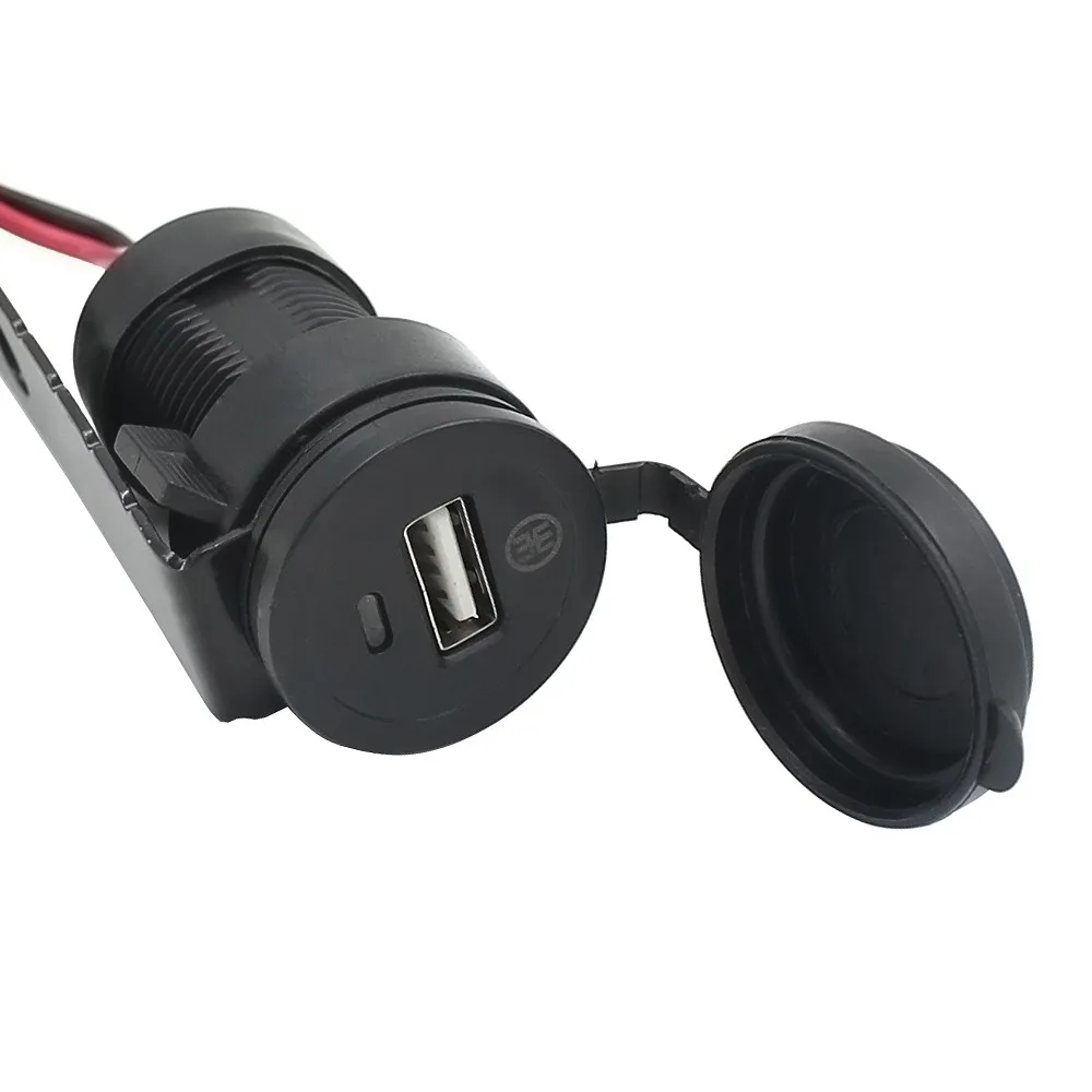

12V BWaterproof Motorcycle Handlebar Cellphone USB Quick Charger Power Adapter Power Supply Socket For Phone Mobile With Wire