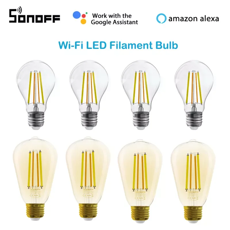 

WIFI Smart Bulb 7W Filament E27 Lamp B02F-ST64 / B02-F-A60 LED Light for eWelink APP Work with Alexa Home Voice