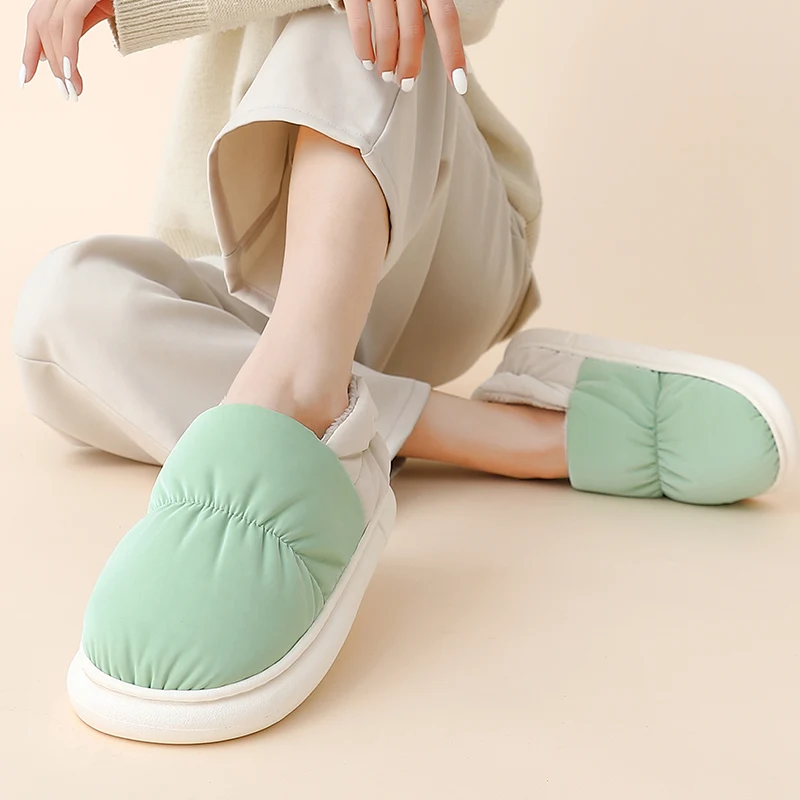 

ASIFN Winter Fashion Dual-purpose Home Cotton Slippers with Heel Warm Outdoor Shoes Women Men Plush Slides Anti-slip Thick-soled