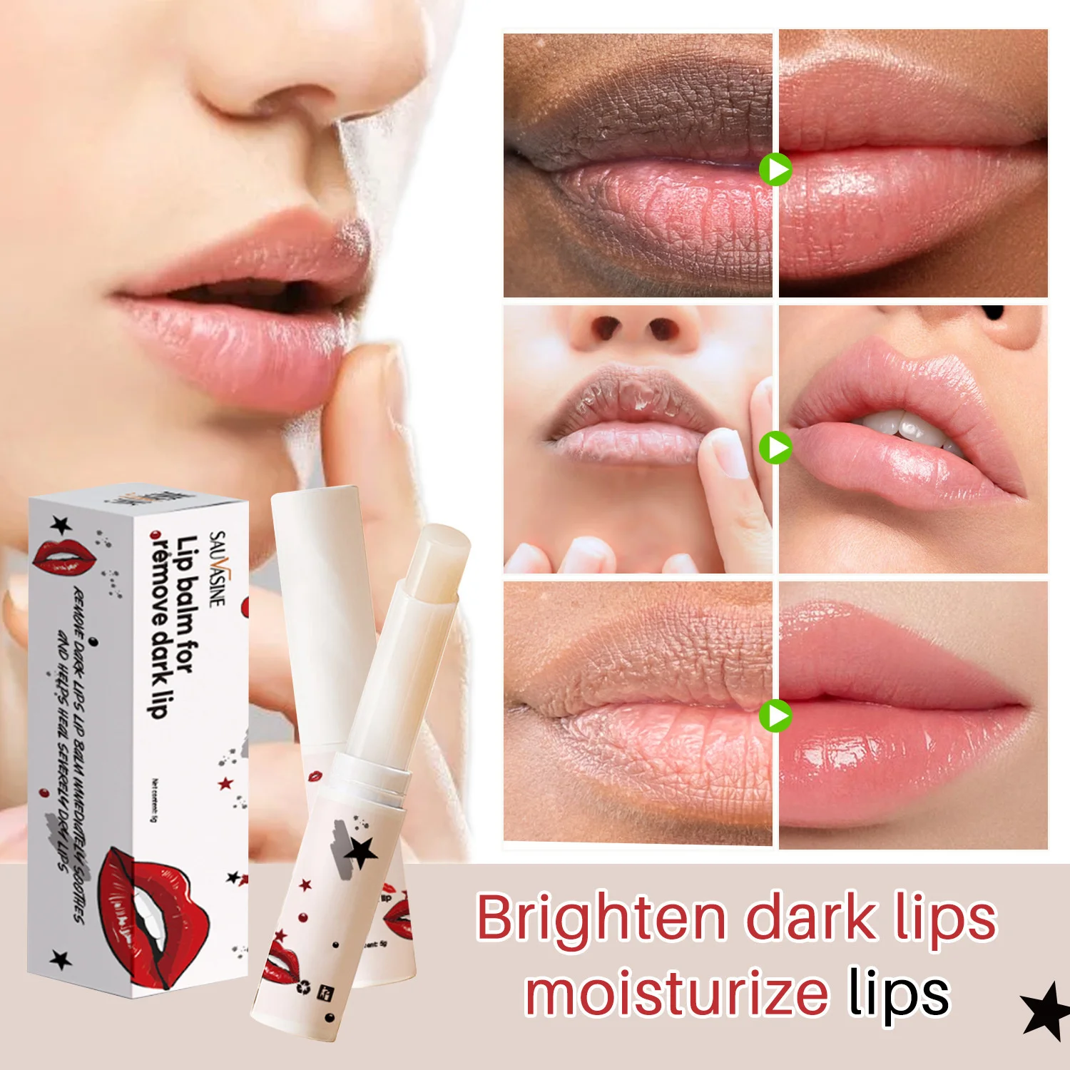 

Black Lip Lightening Lip Balm Remove Dull Lip Products Exfoliating Deep Nourish Fade Lips Lines Moisturizing Brighten Care