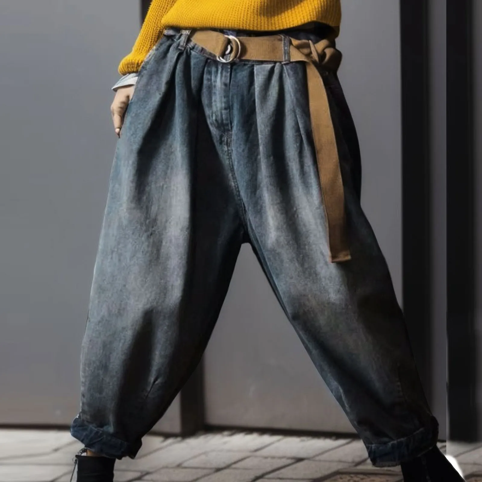 

Женские мешковатые джинсы в стиле Харадзюку Y2K темно-синие коричневые уличные брюки с высокой талией в стиле 90-х мешковатые брюки женские прямые широкие брюки