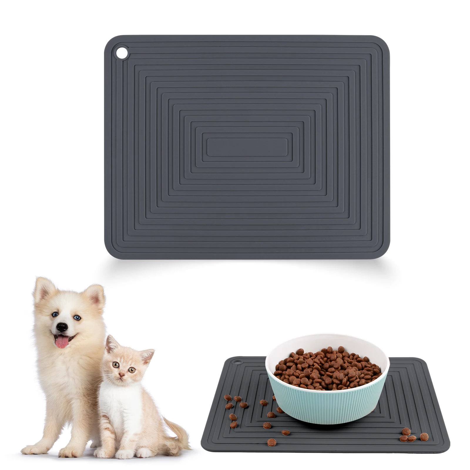 

Pet Food Mat for Dog and Cat Placemat, Mat for Prevent Food and Water Overflow, Suitable for Medium and Small Pet, Silicone