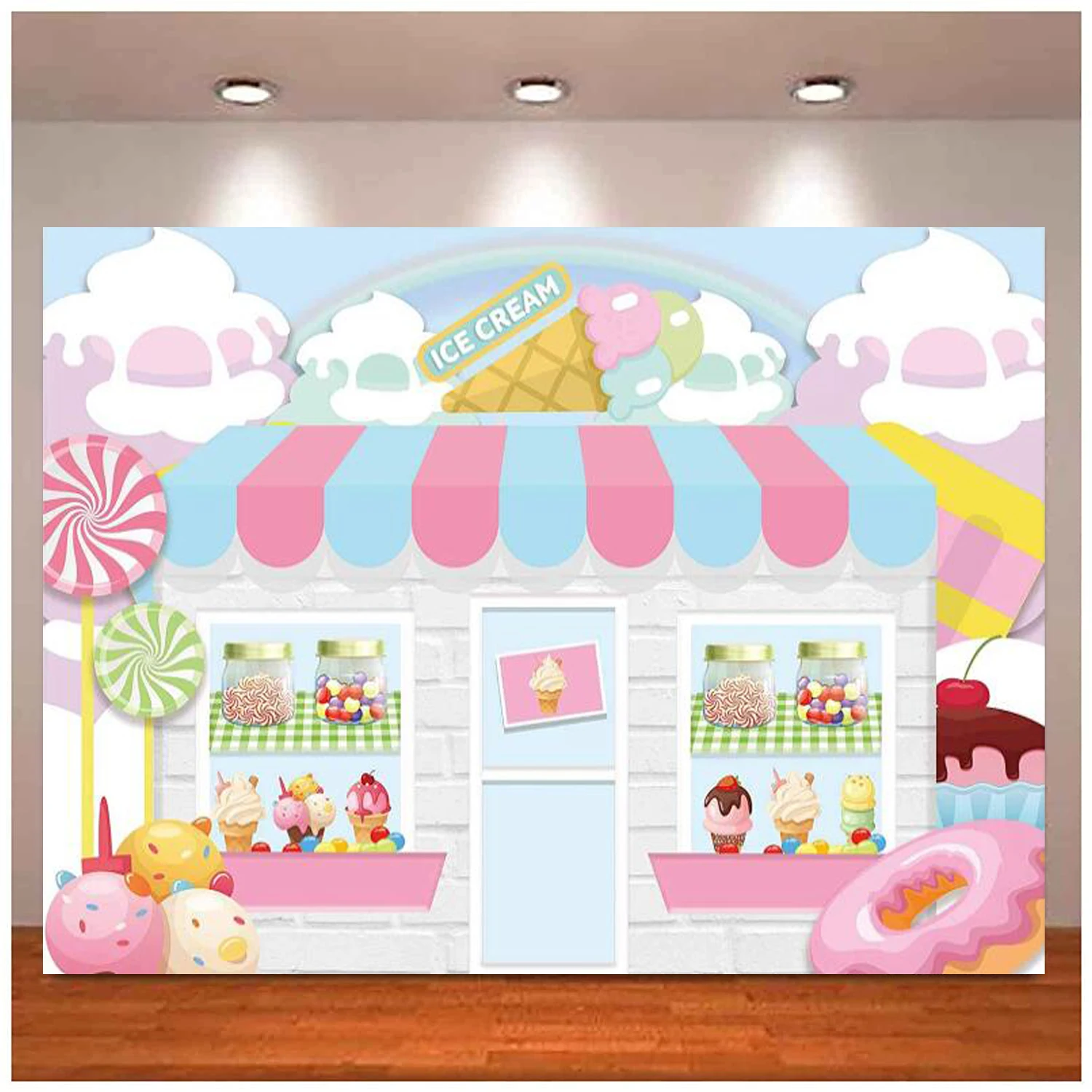 

Фон для фотосъемки в магазине мороженого, летняя розовая Милая конфета, для девочек, для дня рождения, праздничный декор, пончик