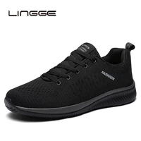 lingge new mesh men casual shoes lace up men shoes lightweight comfortable breathable walking sneakers tenis feminino zapatos
