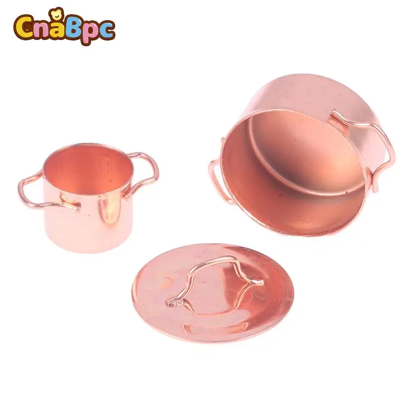 

1/12 Dollhouse Mini Alloy Double-eared Soup Pot Milk Pot Mini Kitchenware Model DIY Kitchen Scene Decor Kids Pretend Play Toy