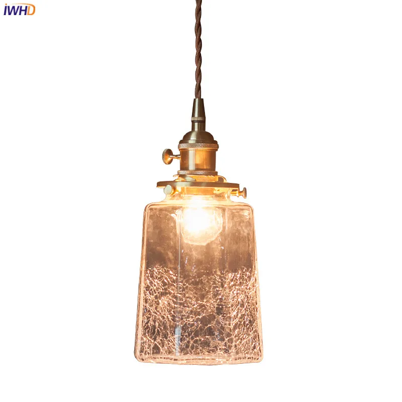 IWHD Japanese Style Glass LED Pendant Lights Fixtures Knob Switch Home Indoor Bedroom Living Room Modern Hanging Lamp Luminaria