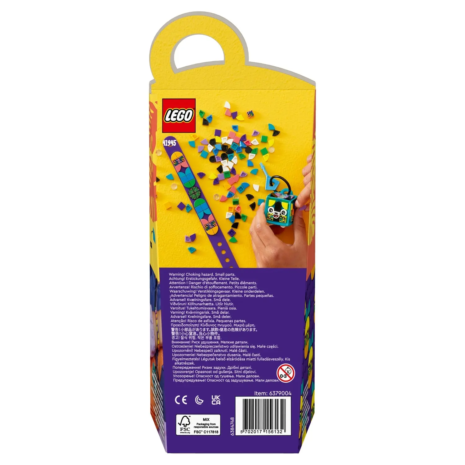 Набор для творчества LEGO DOTS 41945 Браслет и бирка сумки Неоновый тигр | Игрушки хобби