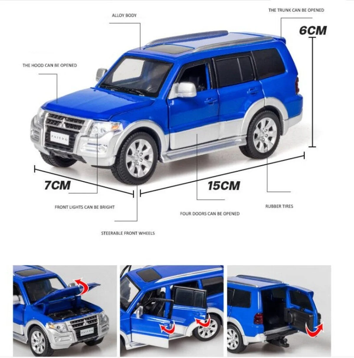 

Литые автомобили Mitsubishi Pajero V97 1:32, модель автомобиля из сплава, модель автомобиля со звуком и светом, Коллекционная модель автомобиля, игрушк...