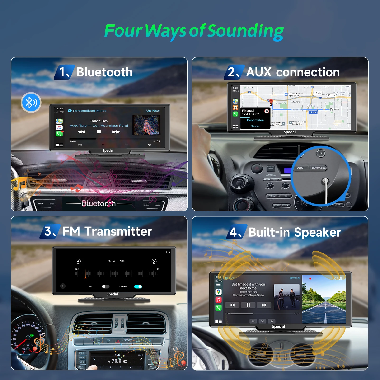 9 3-дюймовый портативный экран Carplay с видеорегистратором 2K — беспроводная