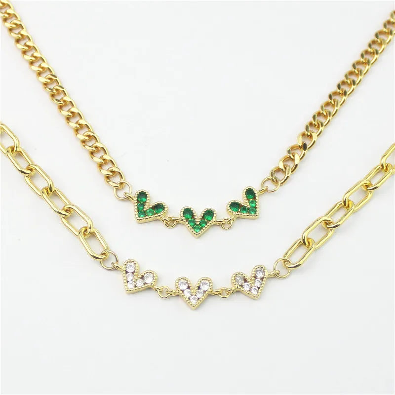 Ожерелье с фианитом в форме сердечка 18 дюймов 10 шт./лот | Ожерелья