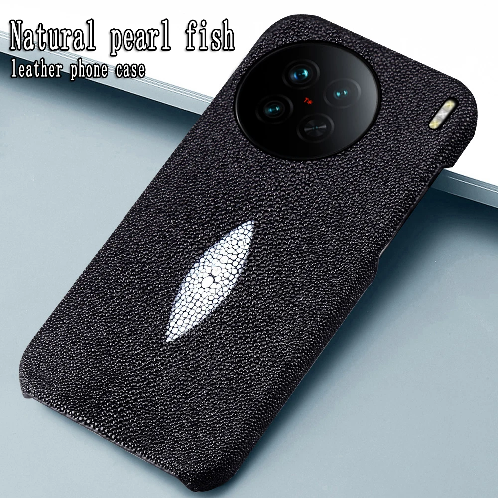 

Natural Pearl fish skin Leather Phone Case For VIVO X90 X70 X50 Pro Plus x80 x50E x30 Pro X70T Y31 Y35 Y53 Y33s back Cover cases