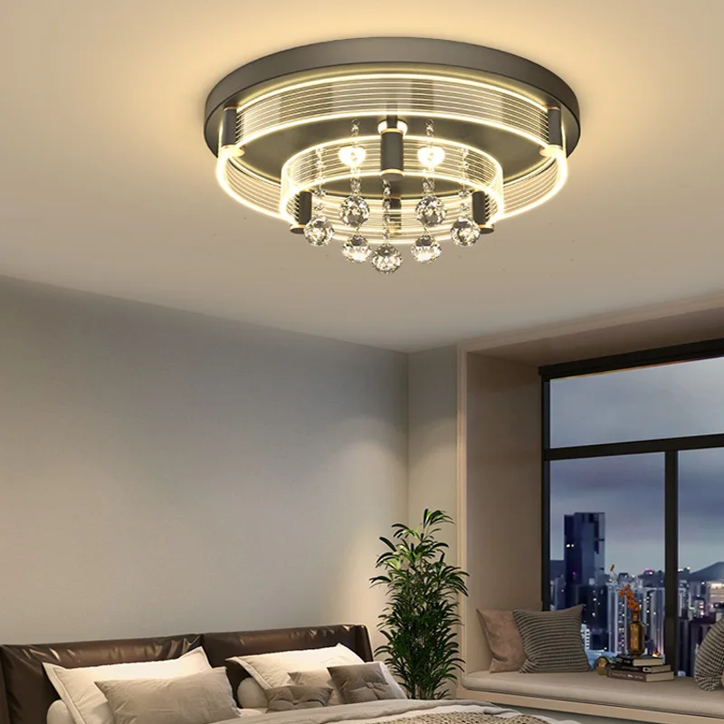 

New Ceiling Light For Living Room Bedroom Dining Villa Modern Transparent Acrylic Round LED Chandelier Lamps Fixtures 220v