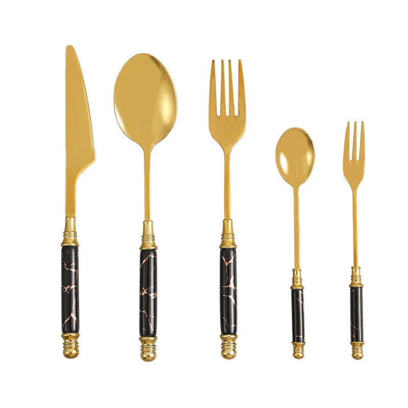 Porcelain Handle Cutlery Tableware Sets Stainless Steel Knife Fork Spoon 24 Piece Set Table Cutlery Kitchen Dinnerware Gift Set enlarge