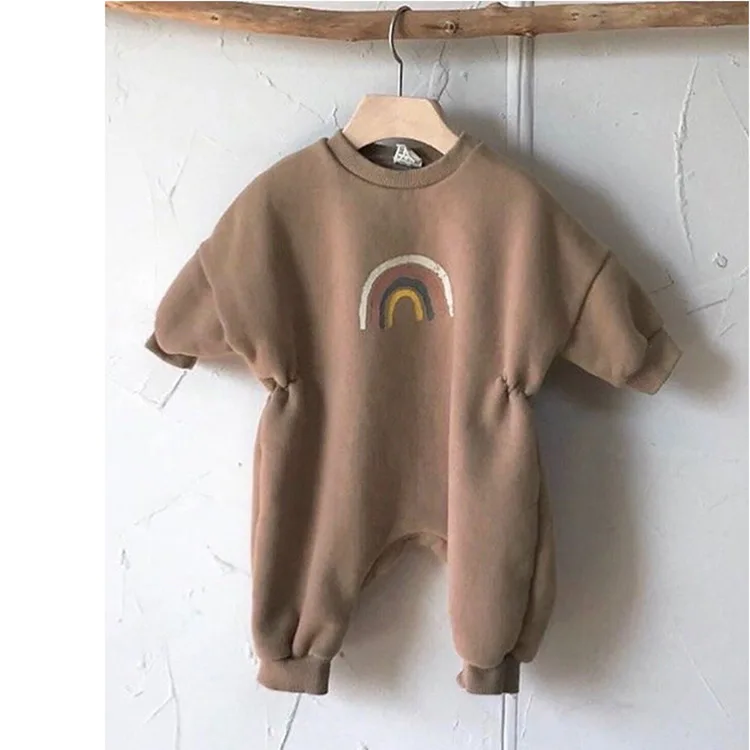 

Children's Winter New Korean clothes baby creative rainbow claw velvet velvet suit romper clothes winter baby boy clothes