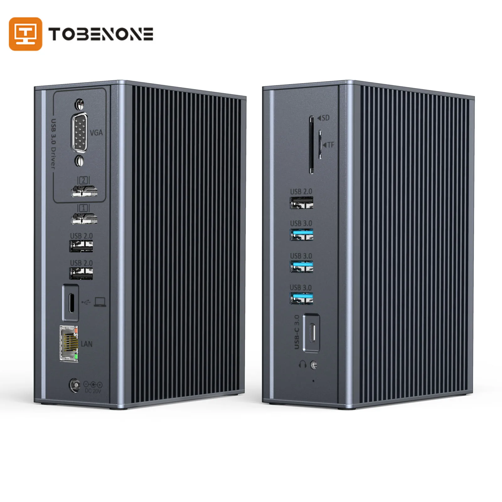 محطة إرساء Tobenone USB C Thunderbolt 3 شاشة HDMI 5K مزدوجة محور USB نوع C 16 في 2 قاعدة حوض للكمبيوتر المحمول لماك بوك برو/ديل/لينوفو