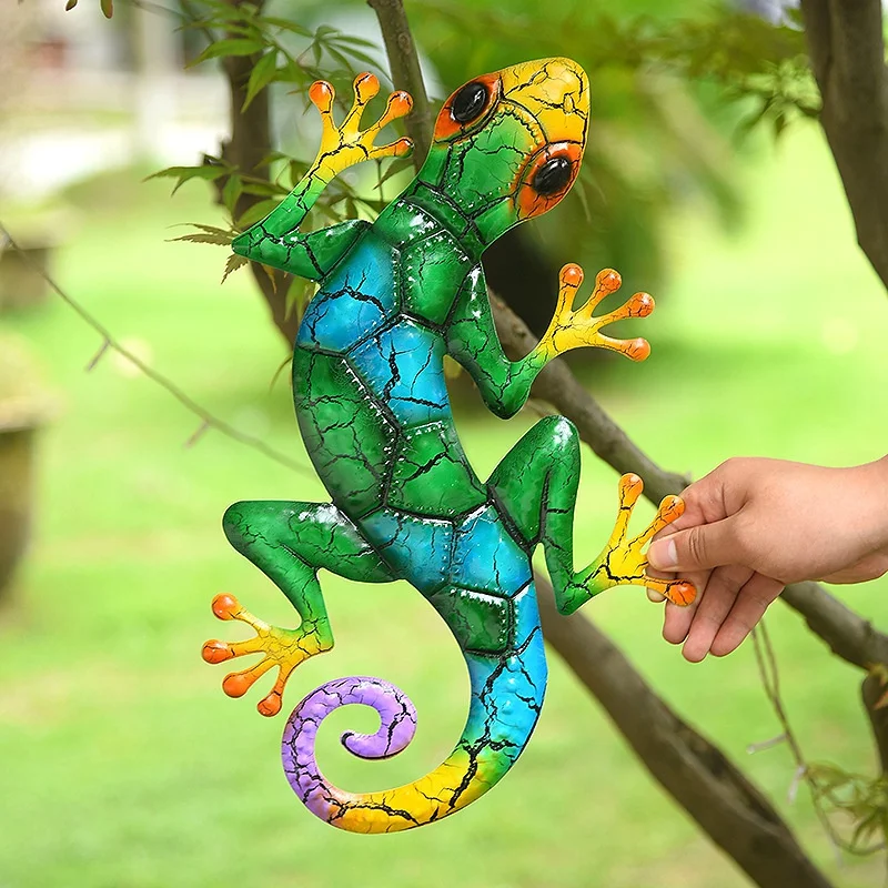 

Metal Gecko Yard Garden Decoration Outdoor Statues Home-garden Wall Decor Miniature Accessories Sculpture Lizard Ornaments