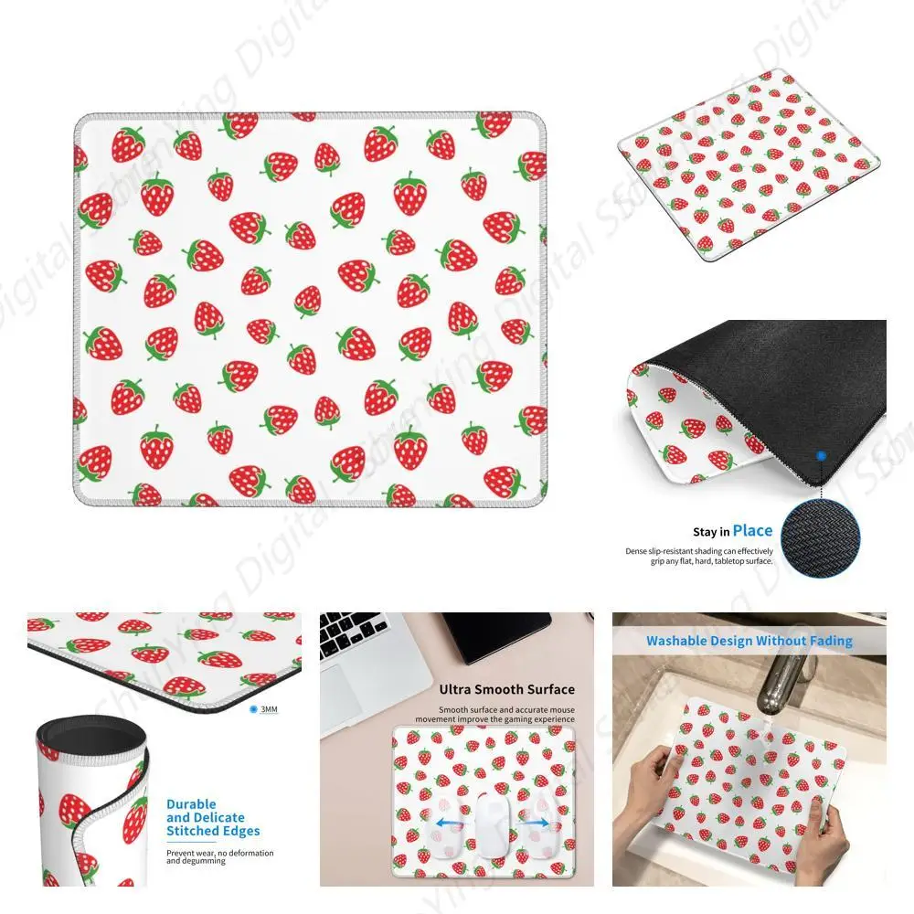 Коврик для мыши с фруктовым клубничным узором нескользящий резиновый мужской и