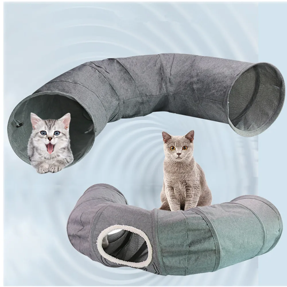 

Grab Resistant Foldable Roll Ground Cat Tunnel Toy Foldable Pet Cat Puppy Tunnel Play Toy Drill Barrel Cat Tent 3 Holes