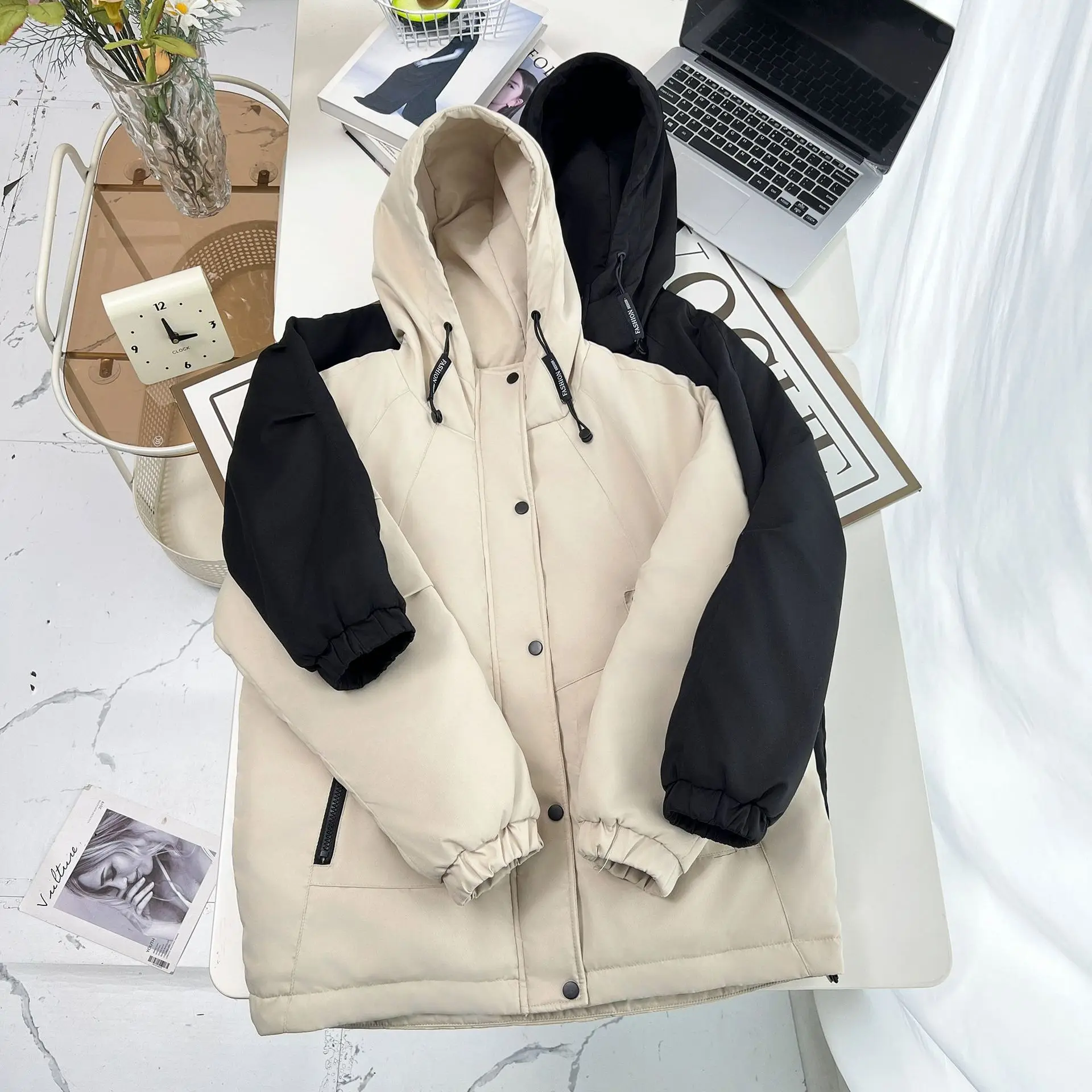 XL XXL женская парка зимняя свободная простая теплая уличная куртка толстое