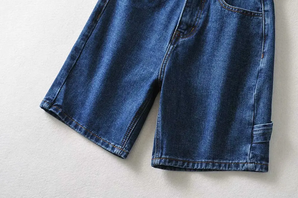 Woman Y2k  Denim Shorts Vintage Cotton Pocket All-Match Bottoms Blue Short Jeans Harajuku Sexy High Waist Indie Women Streetwear