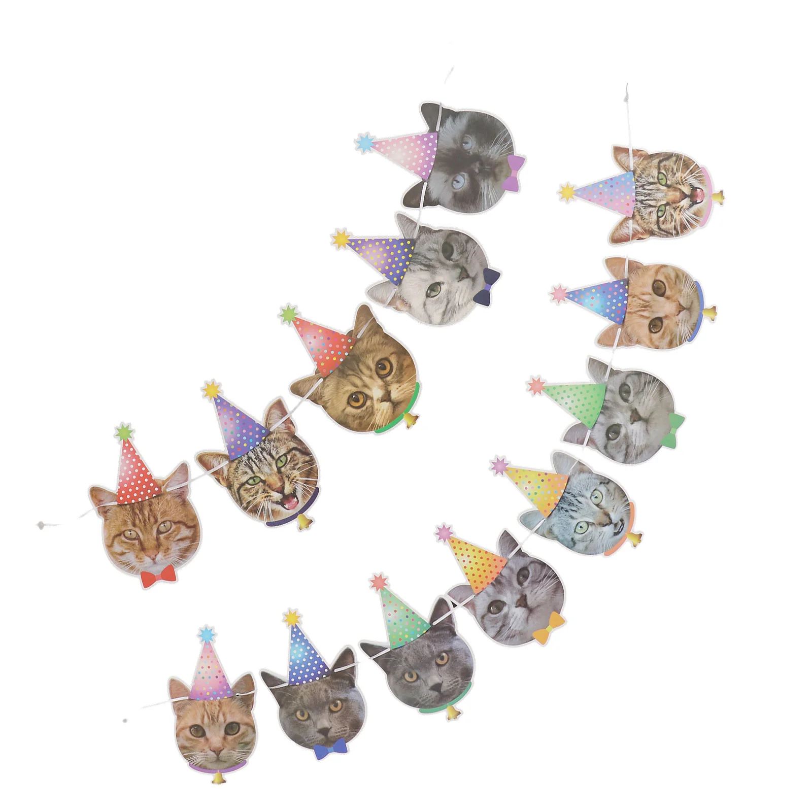 

Cat Face Pattern Banners Decorative Bunting Banner Creative Pull Flag Pet Birthday Party Supplies for Pet Home