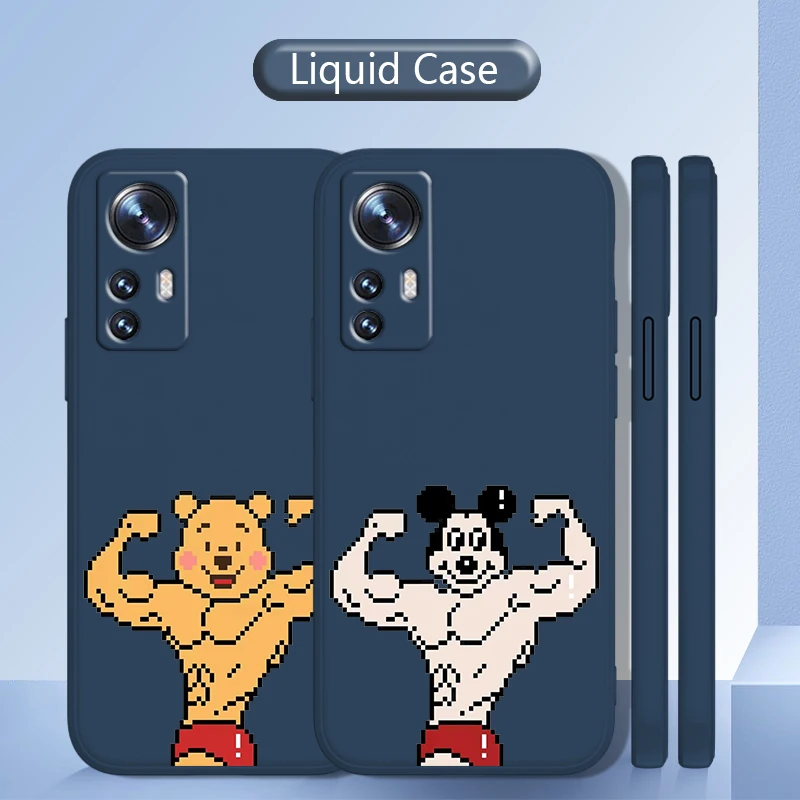 

Funny Muscle Winnie Mickey Stitch For Xiaomi Mi 12S 12 12X 11i 11T 11 10 10S 10T 9 Pro Lite Ultra 5G Liquid Rope TPU Phone Case