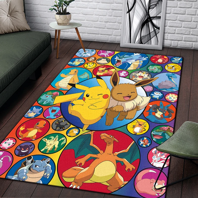 

P-Pokemon Anime Pattern Decorative Square Rug Modern House Living Room Floor Matte Bedroom Carpet Art Poster Mat Fans Gift