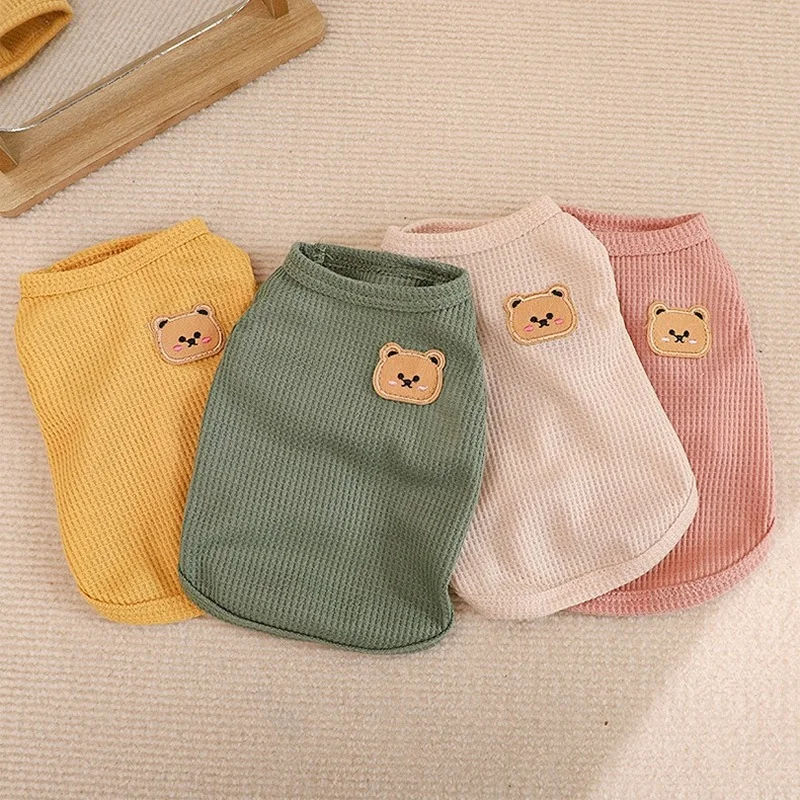 

Bear Vest Pet Dog Clothes Cat Solid T-shirt Clothing Dogs Thin Small Fashion Chihuahua Cotton Summer Green Breathable Girl Pug