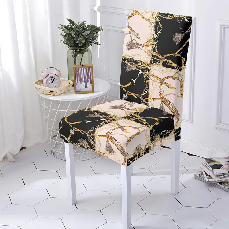 

Baroque Style Kitchen Elastic All-inclusive One-piece Dining Chair Cushion Cover Removable Office Computer Seat Cover Home Decor