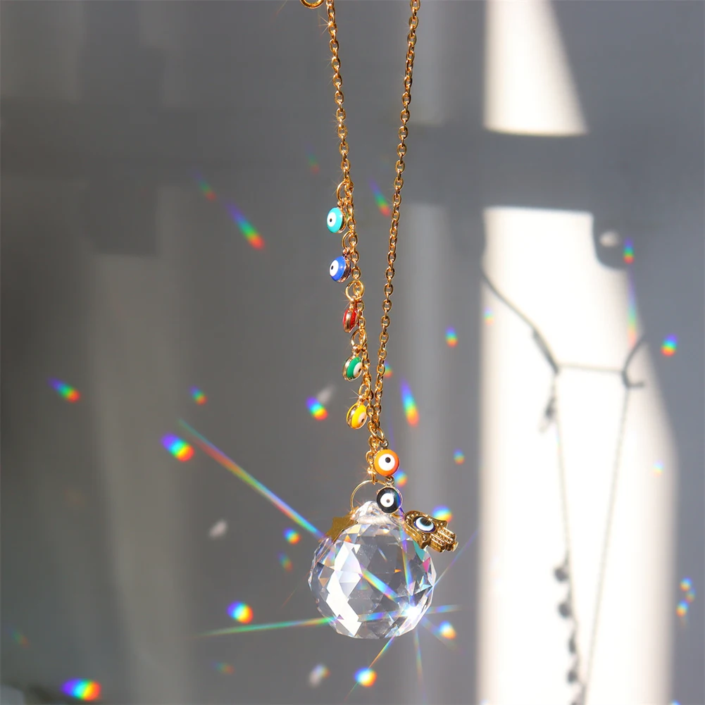 

Красочные хрустальные колокольчики Дьявола Глаз подвесные призмы Ловец светильник украшение для дома оконная занавеска ювелирные изделия...